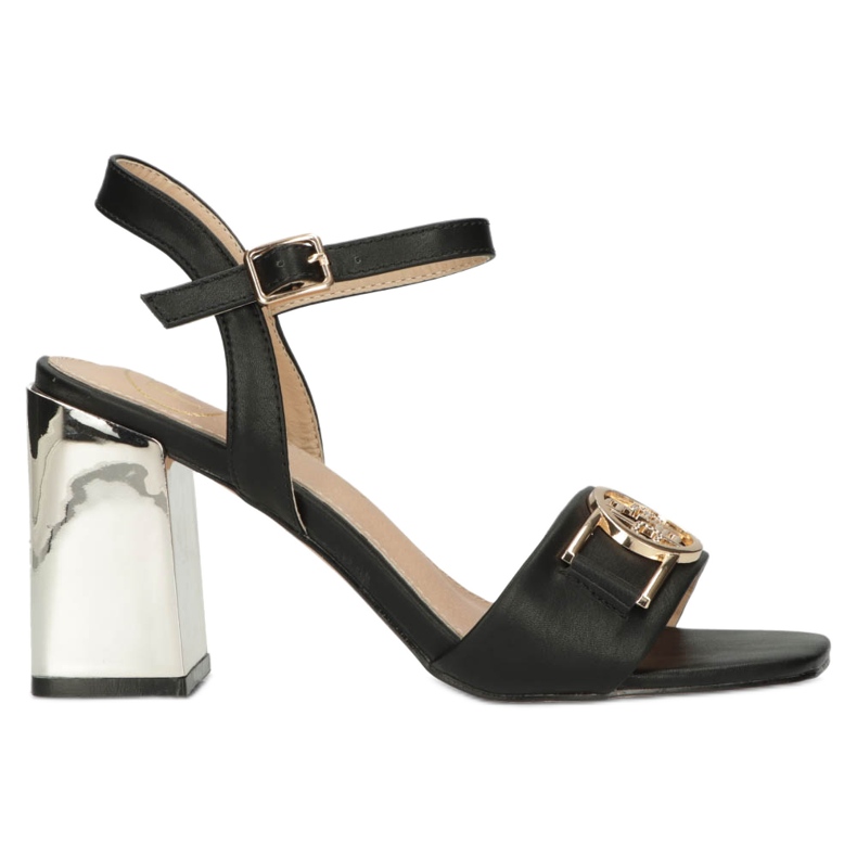 Filippo Sandalias de mujeres en un poste dorado con un adorno DS4502 BK Negro 5 Filippo Sandalias de mujeres en un poste dorado con un adorno DS4502 BK Negro 5