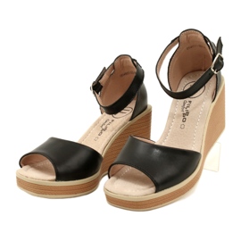 Filippo DS4507 BK Sandalias con cuña de piel Negro 3