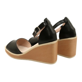Filippo DS4507 BK Sandalias con cuña de piel Negro 4