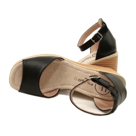 Filippo DS4507 BK Sandalias con cuña de piel Negro 5