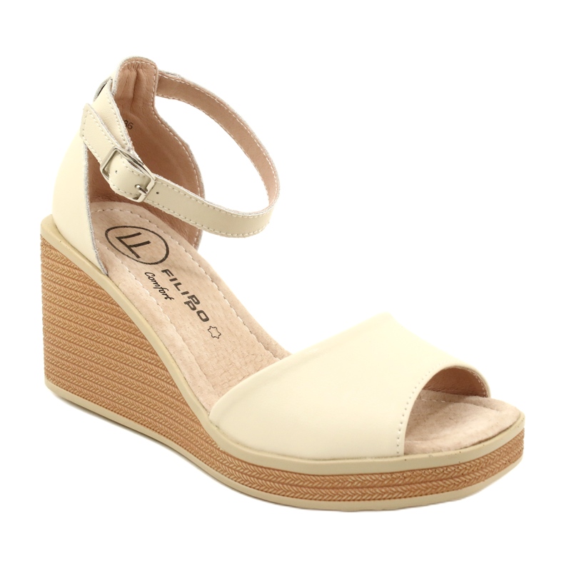 Filippo DS4507 BE Sandalias con Cuña de Piel, Beige 1