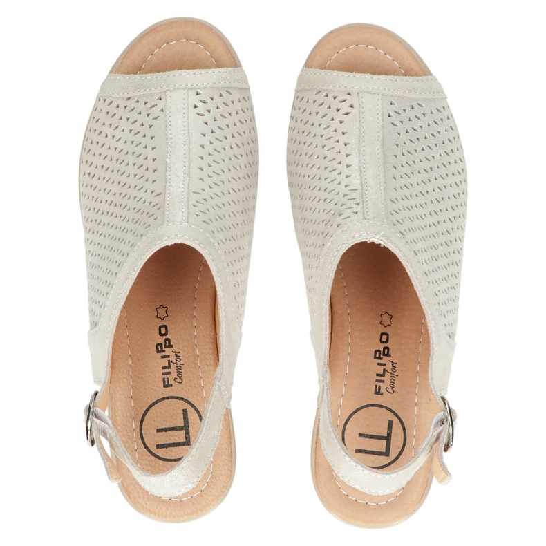 Beige/oro Sandalias Filippo Cuero Calado DS4475 dorado 5