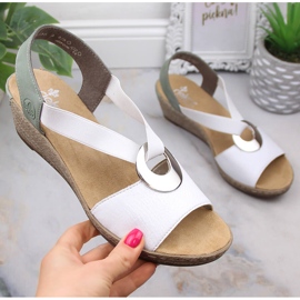 Cómodas sandalias mujer cuña Rieker 624H6-80 blanco 10