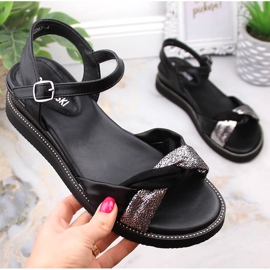 M. DASZYŃSKI Sandalias cuña mujer negras M.Daszyński MR2267-4 negro 2