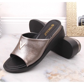 Sandalias mujer cuña con elástico metalizado plata Vinceza 17247 3