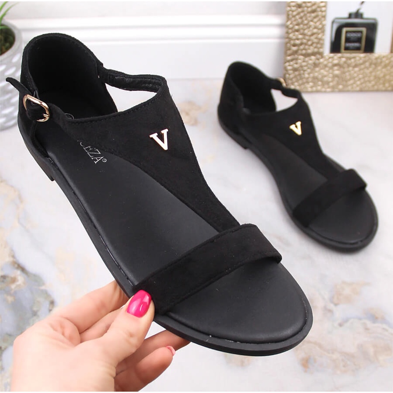 Sandalias mujer planas ante negro Vinceza 17270 1