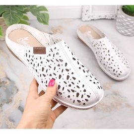 Rieker 65996-80 deslizadores de cuero blanco calado con elástico 13