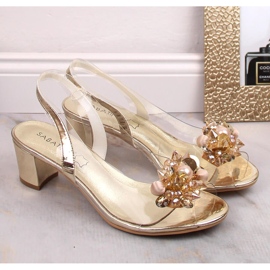 Sandalias mujer transparente con abalorios oro Sabatina 2014-5 dorado 4