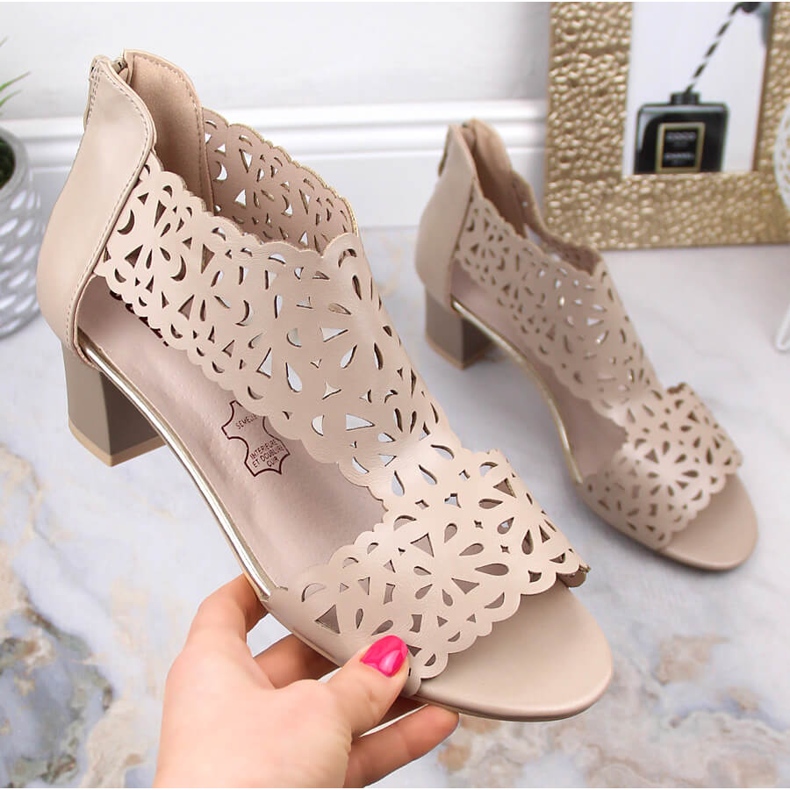 Sandalias mujer beige caladas en poste Jezzi RMR1954-8 1