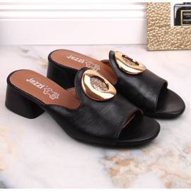 Zapatilla de casa elegante negra con tacón para mujer Jezzi ASA214-1 negro 2