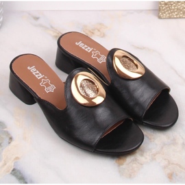 Zapatilla de casa elegante negra con tacón para mujer Jezzi ASA214-1 negro 3