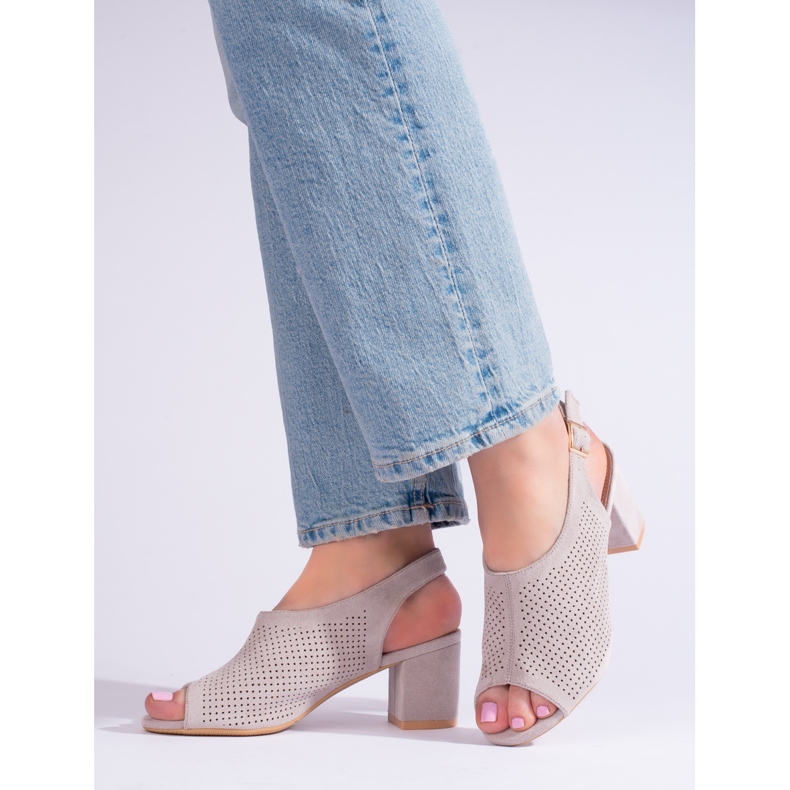 W. Potocki Sandalias tacón calado gris Shelovet 1