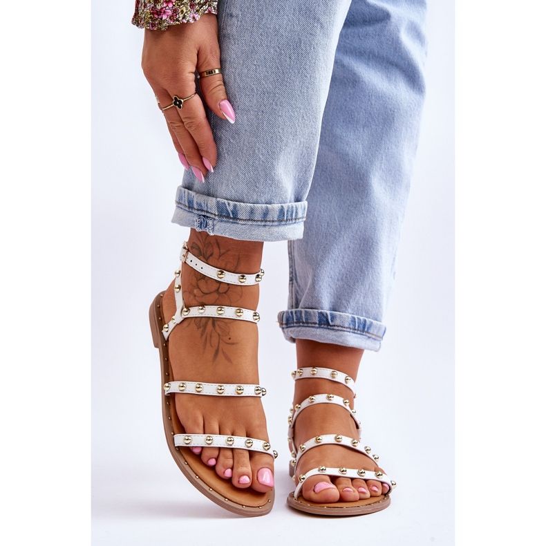 PG1 Sandalias De Mujer Con Tachuelas Decorativas Blancas Dorothy blanco 1