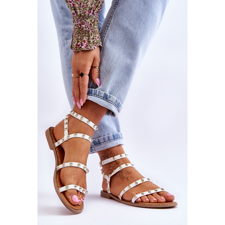 PG1 Sandalias De Mujer Con Tachuelas Decorativas Blancas Dorothy blanco 2