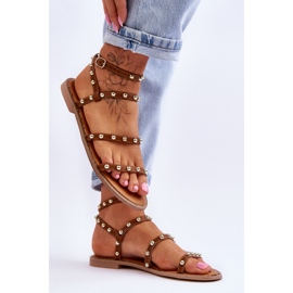 PG1 Sandalias Mujer Con Tachuelas Decorativas Marrón Dorothy 5