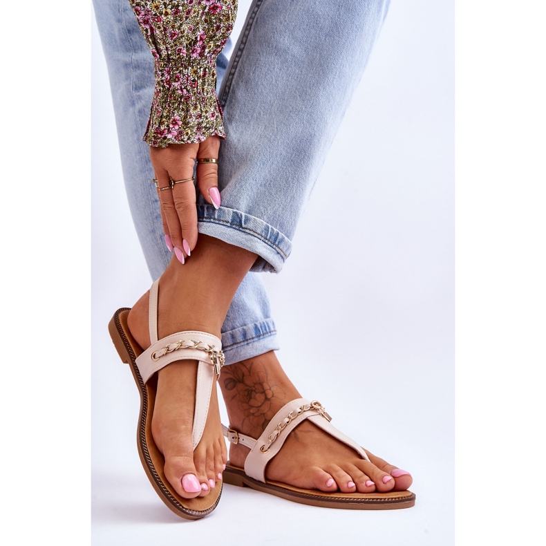 PG1 Sandalias Mujer Con Cadena Beige Jessica 2