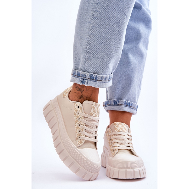 PG1 Deportivas Mujer Piel Plataforma Beige Alison 1