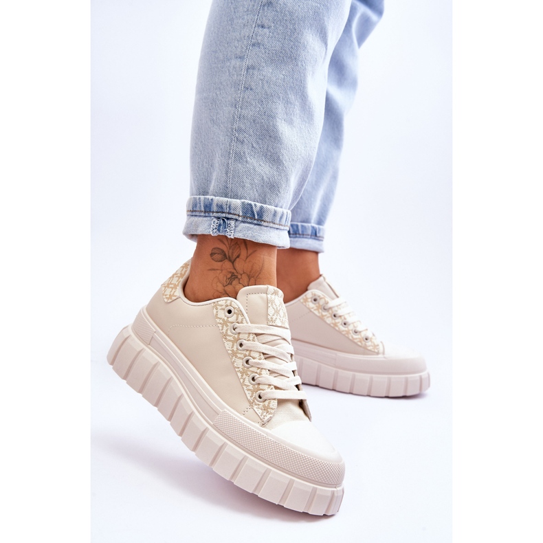 PG1 Deportivas Mujer Piel Plataforma Beige Alison 2