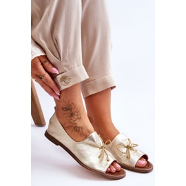 Ballerinas de cuero femenino Zazoo 2660/007 Oro dorado 5