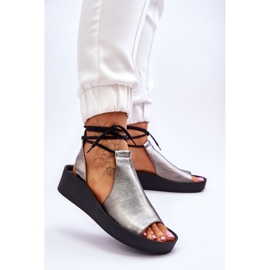 Sandalias Piel Cuña Nicole 2743/063 Plata-Negro 3