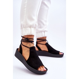 Sandalias Cuña Ante Nicole 2743/002 Negro 2