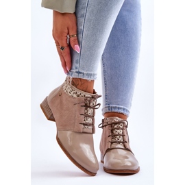 Botas de cuero con cordones Maciejka 05953-04 Beige 1