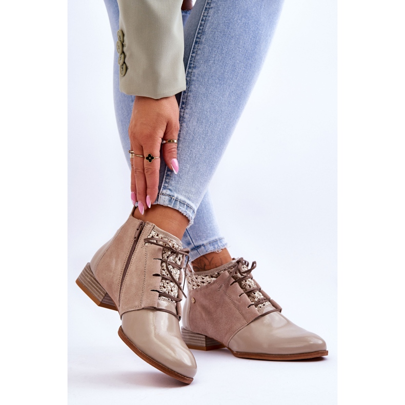 Botas de cuero con cordones Maciejka 05953-04 Beige 2