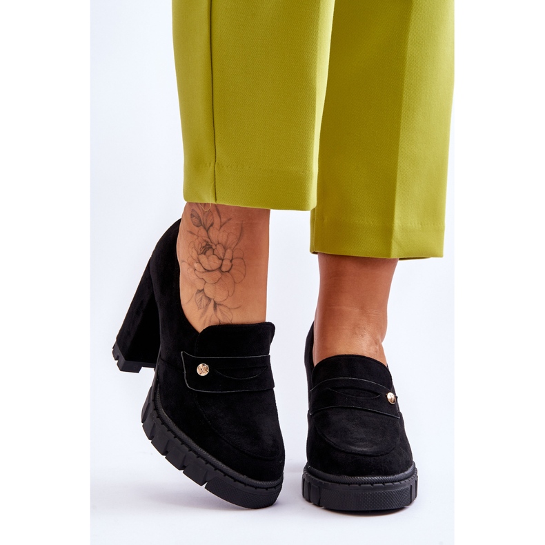 Vinceza Zapatos Tacón Alto Elegantes Ante Negro Mintore 1