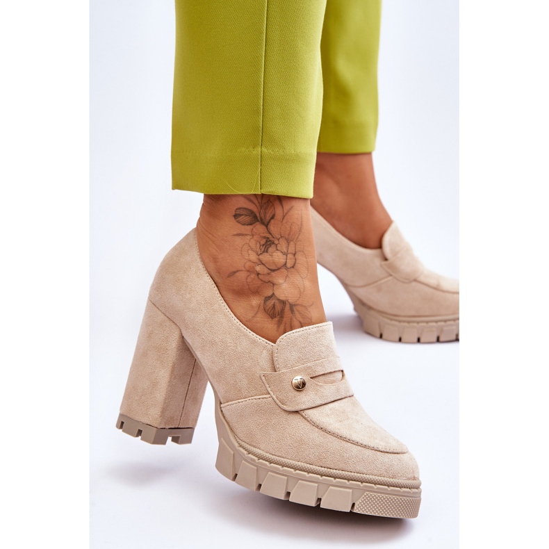 Vinceza Elegantes Tacones Altos Ante Beige Mintore 2