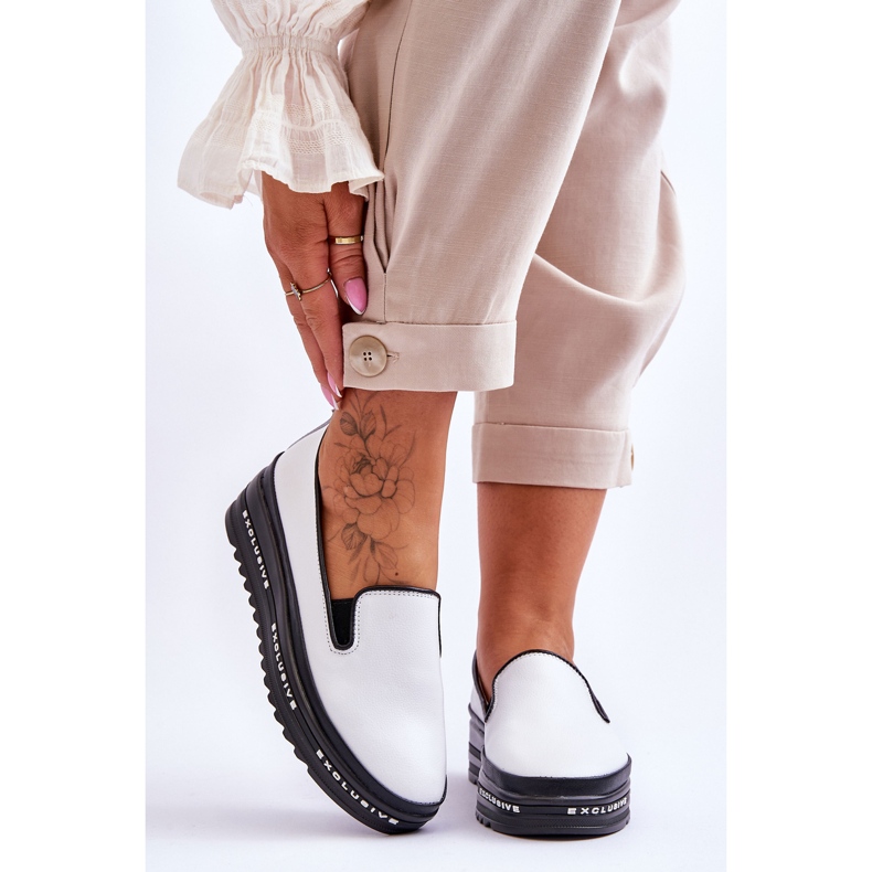 S.Barski Zapatillas Slip-On De Piel Con Plataforma Blanco Madeline 1