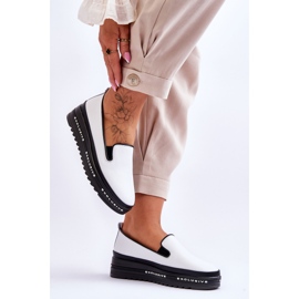 S.Barski Zapatillas Slip-On De Piel Con Plataforma Blanco Madeline 4