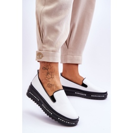 S.Barski Zapatillas Slip-On De Piel Con Plataforma Blanco Madeline 3