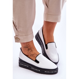 S.Barski Zapatillas Slip-On De Piel Con Plataforma Blanco Madeline 5