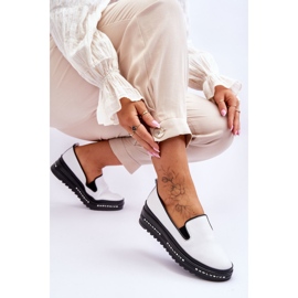 S.Barski Zapatillas Slip-On De Piel Con Plataforma Blanco Madeline 6