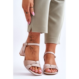 Sandalias Tacón Bajo Sergio Leone SK898 Beige 1