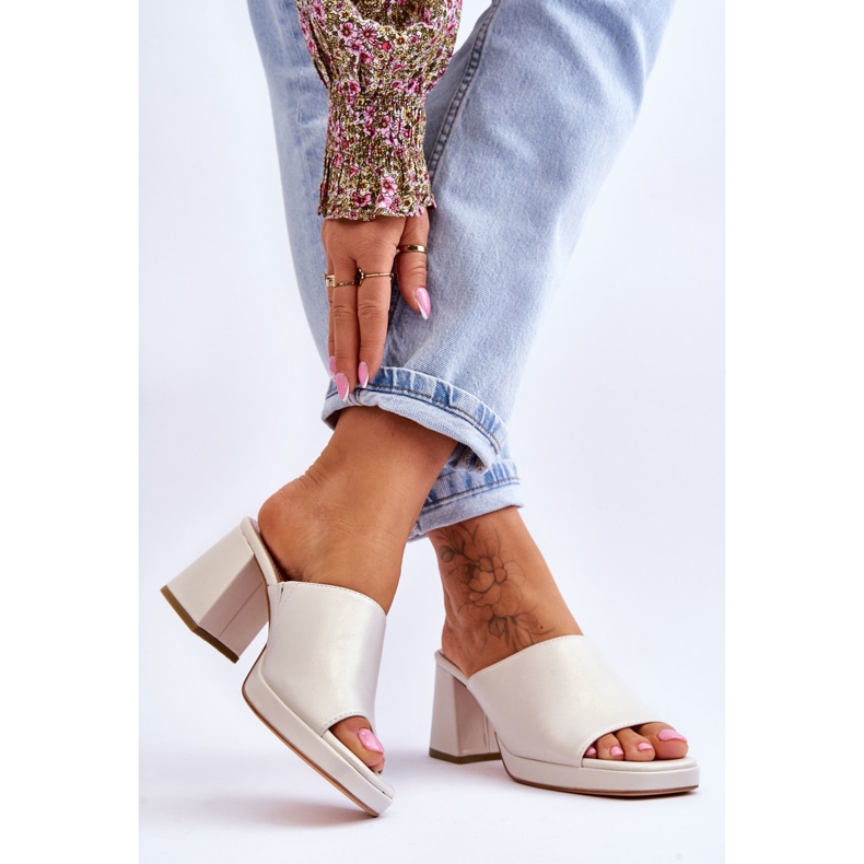 Zapatillas De Tacón De Moda Sergio Leone KL322 Perla beige 2 Zapatillas De Tacón De Moda Sergio Leone KL322 Perla beige 2