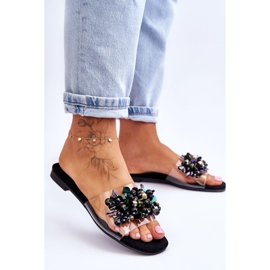 Pantuflas De Mujer Con Piedras Decorativas S.Barski KV-576-3 Negro 3