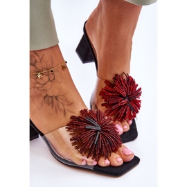 Pantuflas transparentes de tacón alto de moda S.Barski KV-AP658-1 Negro 5