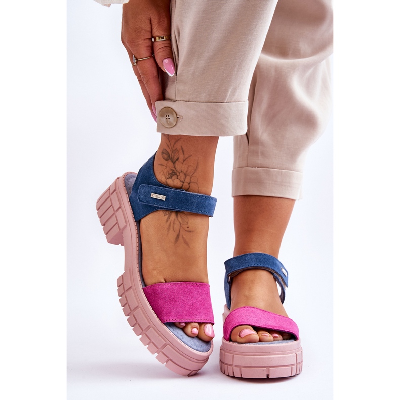 Sandalias Mujer Big Star Suede LL276034 Azul-Rosa 1