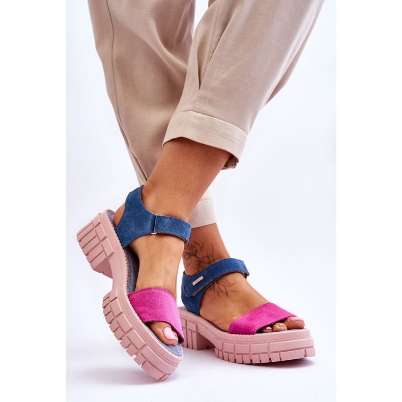 Sandalias Mujer Big Star Suede LL276034 Azul-Rosa 2