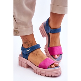 Sandalias Mujer Big Star Suede LL276034 Azul-Rosa 4
