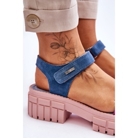 Sandalias Mujer Big Star Suede LL276034 Azul-Rosa 5