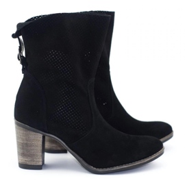 Olivier Botas negras Sophia de piel calada negro 2