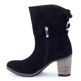 Olivier Botas negras Sophia de piel calada negro 1
