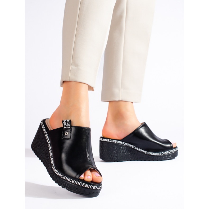 Zapatillas cuña mujer Shelovet negras negro 2