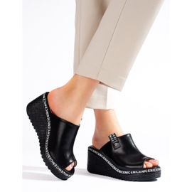 Zapatillas cuña mujer Shelovet negras negro 3
