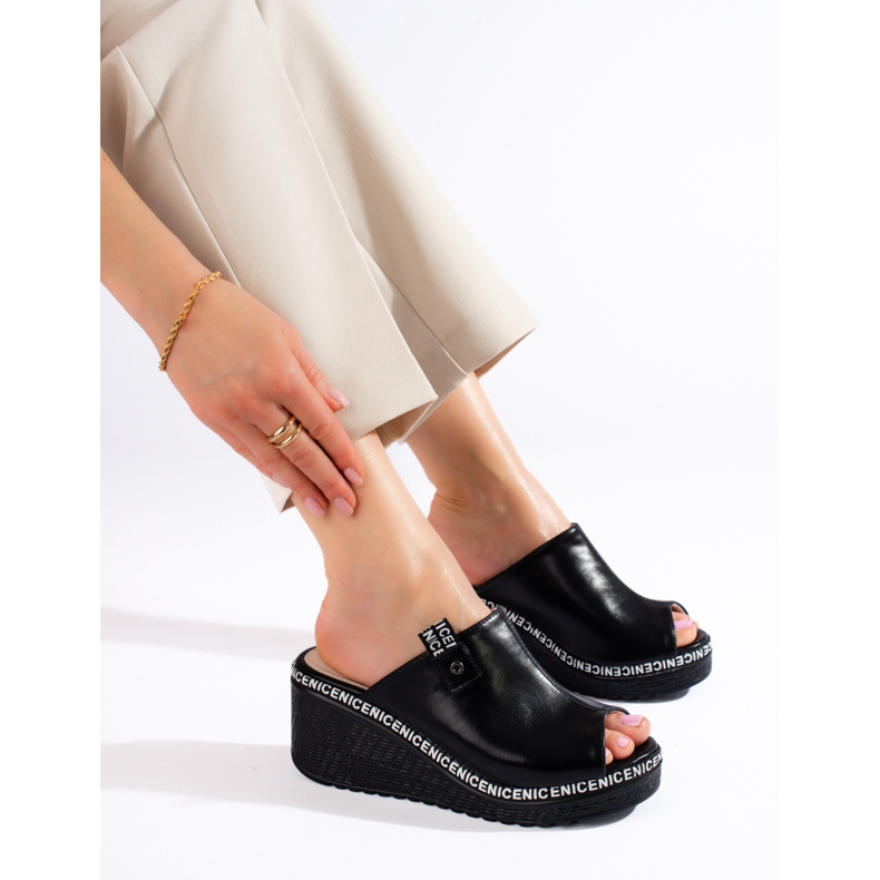 Zapatillas cuña mujer Shelovet negras negro 1