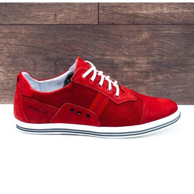 Polbut Zapatos casual de hombre 1801P rojo nubuck 1