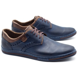 Polbut Zapatos casual hombre 402 azul marino con marrón 2