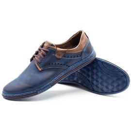 Polbut Zapatos casual hombre 402 azul marino con marrón 3